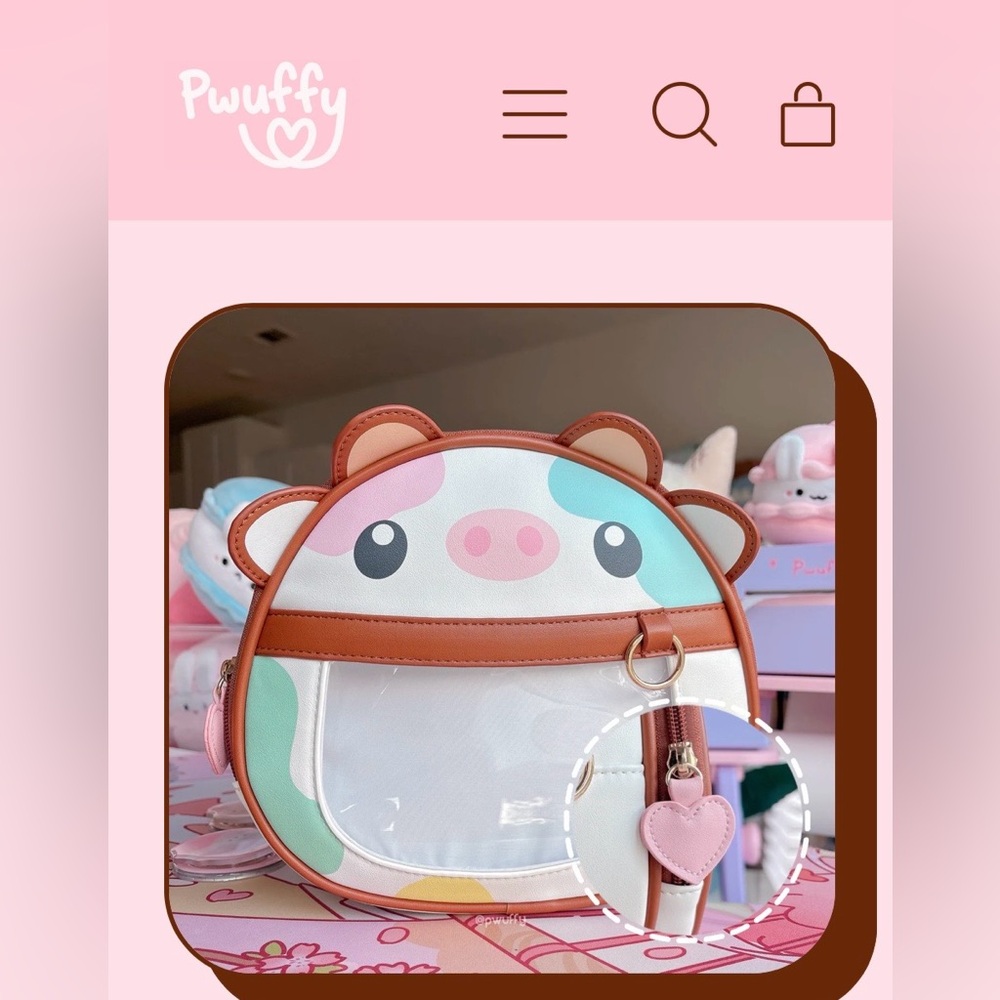 Pwuffy Cow Bag with Charm window